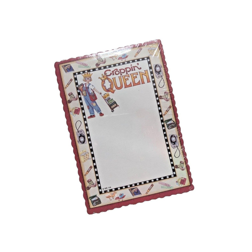 VTG 2004 Mary Engelbreit CROPPIN' QUEEN Magnetic Scalloped Edge Note Pad 6.25"